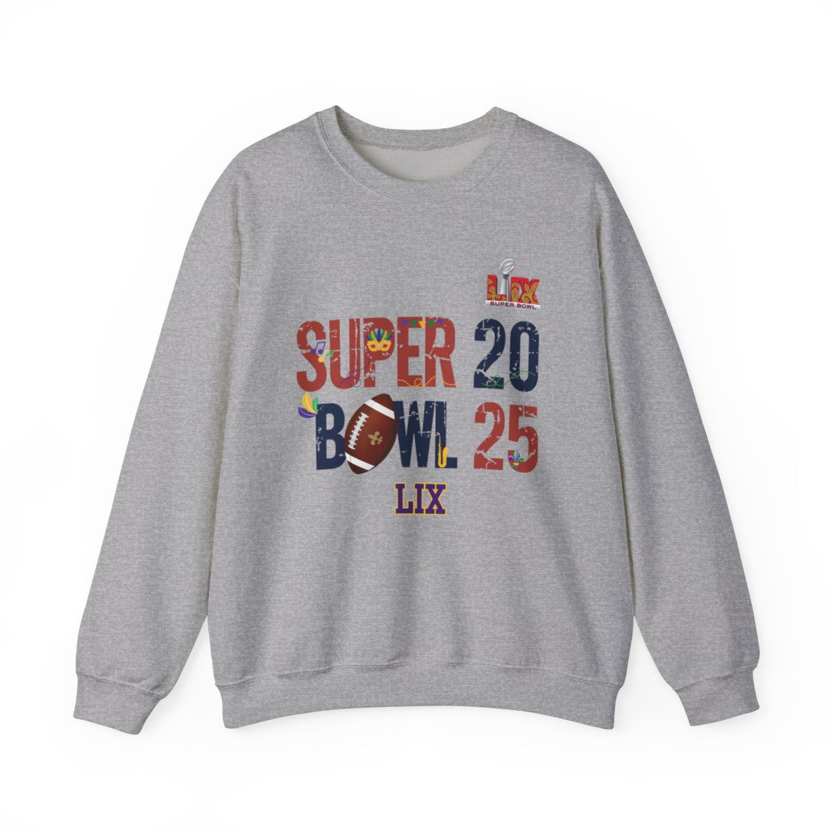 2025 Lix Super Bowl in New Orleans LA Unisex Heavy Crewneck Sweatshirt