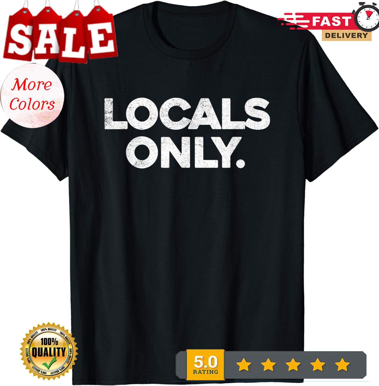 2025/Locals Only Vintage Surfers Surf Funny Slogan Tee Unisex T-Shirt