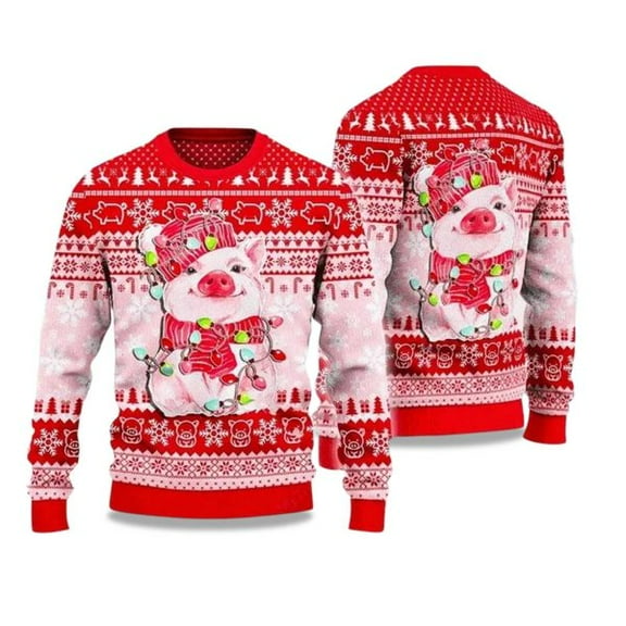 2025 Lovely Pig Reindeer 3D Christmas Sweater