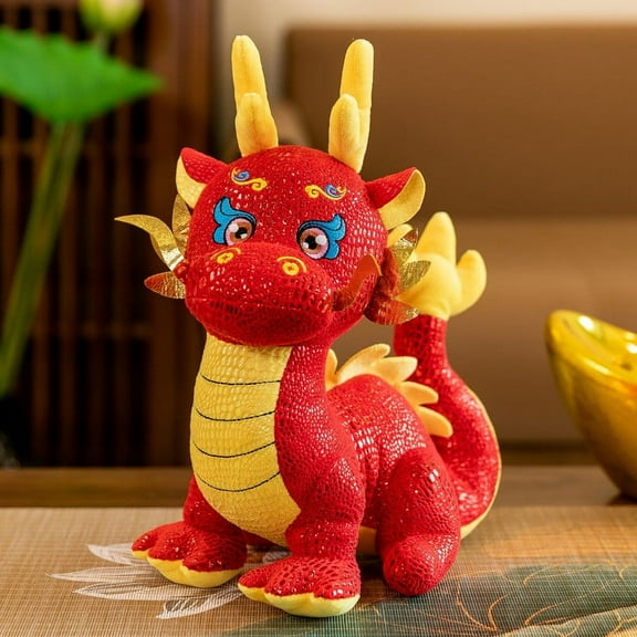 2025 Lunar New Year Dragon Plush Toy, Chinese Zodiac Mascot Stuffed Animal With Realistic 3D Design, Ultra Soft Plush And Pp Cotton Material For Home Decoration And Gift Giving