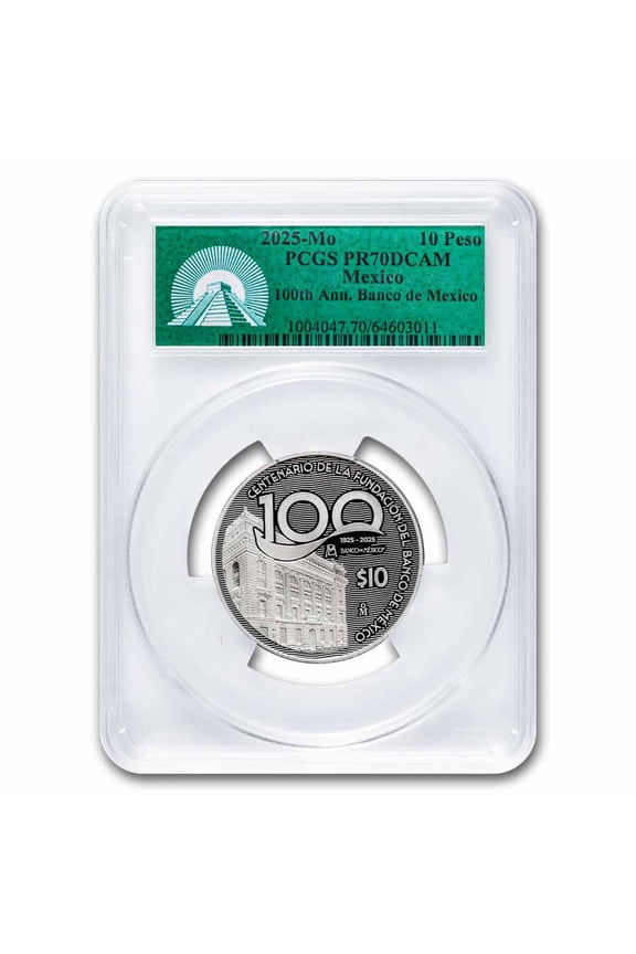 2025 MEX 2 oz Silver 100th Anniversary Banco de Mexico PR-70 PCGS