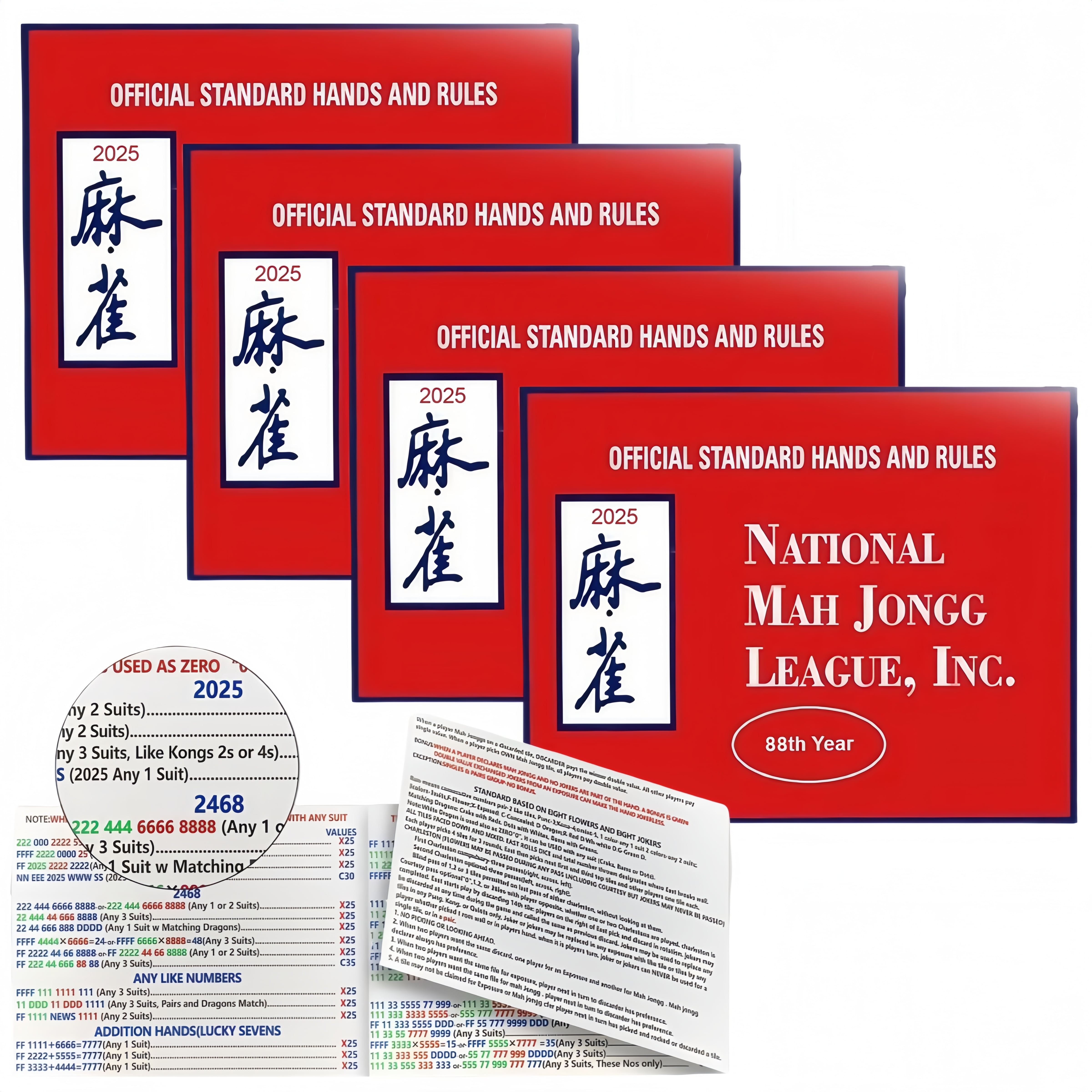 2025 Mah jongg Cards,Large Print,4 Piece, National Mahjongg Cards Rules