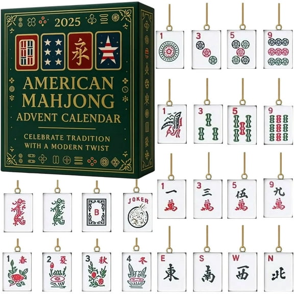 2025 Mahjong Advent Calendar - 24 Days of Mahjong Countdown for Home Festive Celebrations for Adults and Family Game Enthusiasts