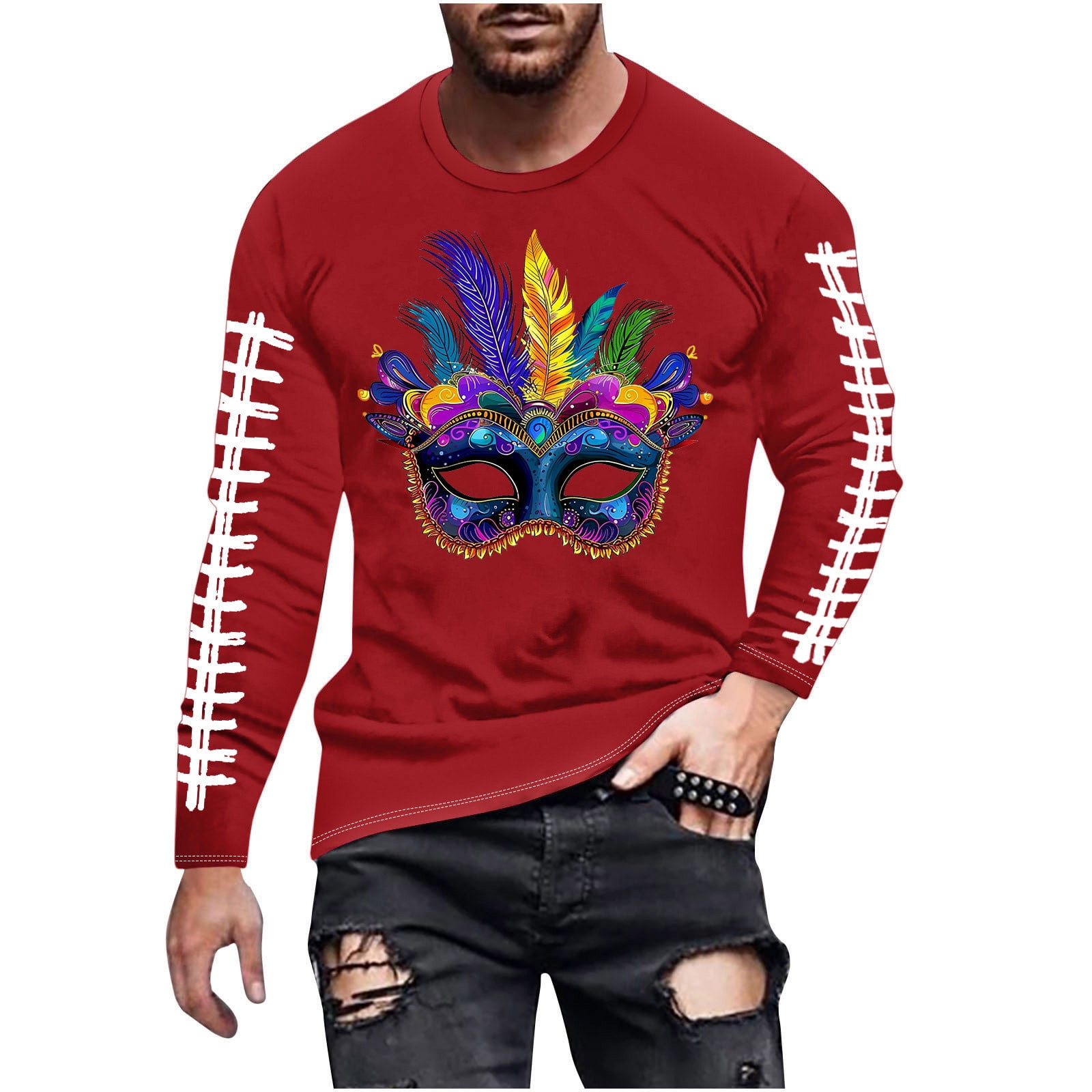 2025 Mardi Gras Outfit Mens Long Sleeve Tops Holiday Parade Party