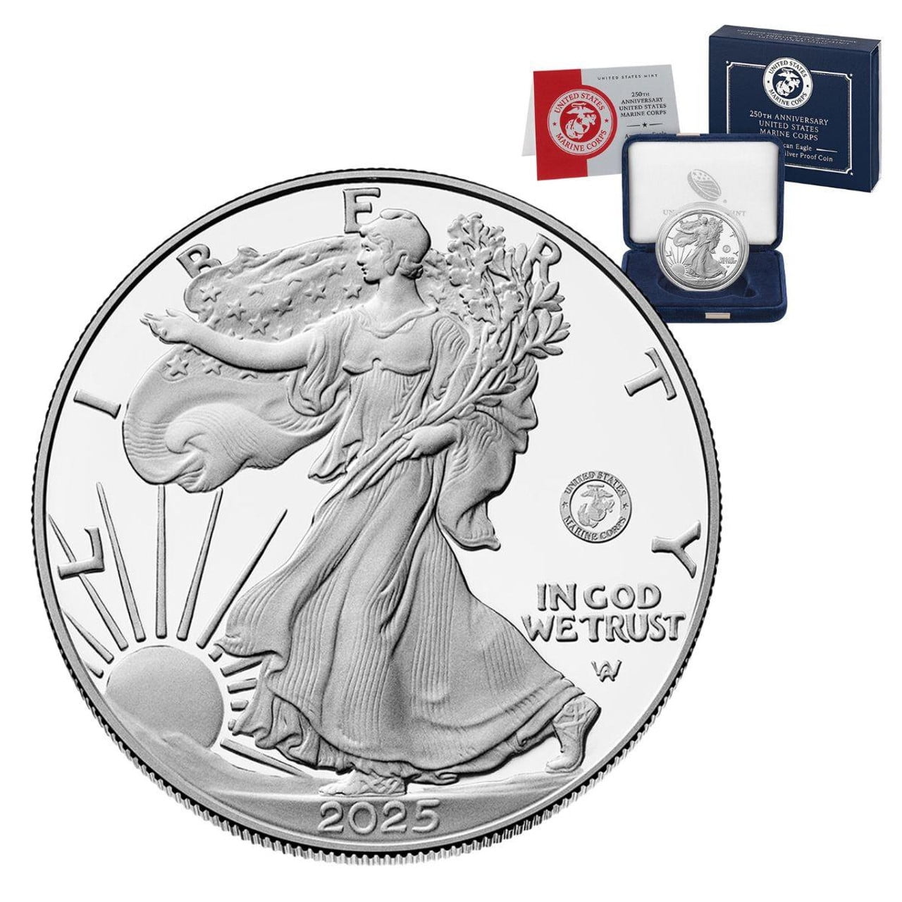 U.S. MINT 2025 Marine Corps Privy American Eagle - 1 oz Silver Proof Coin w/ OGP Box & COA - 250th Anniversary