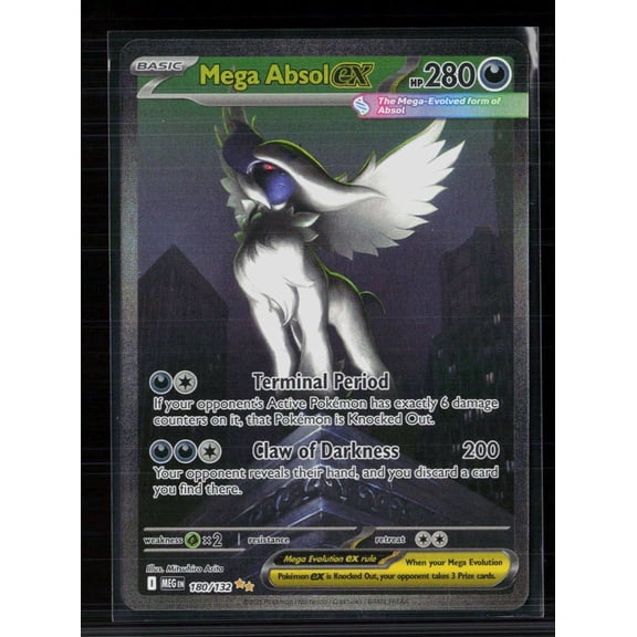 2025 Mega Evolution Mega Absol EX SAR Secret Rare Holo 180/132 Pokemon English Card