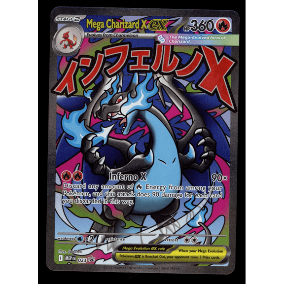 2025 Mega Evolution Mega Charizard X EX FA Black Star Promo Holo #023 Trading Card