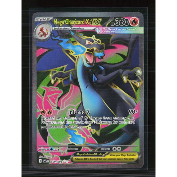2025 Mega Evolution Phantasmal Flames Mega Charizard X EX SAR #109/94 Holo Secret Rare Trading Card