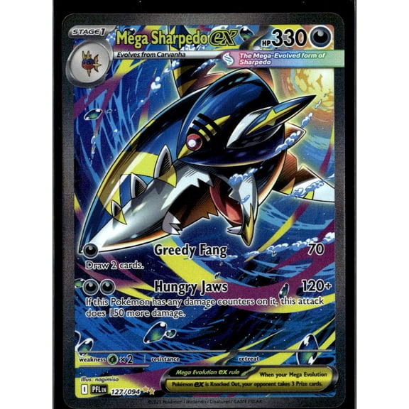 2025 Mega Evolution Phantasmal Flames Mega Sharpedo EX Holo Secret Rare SAR #127/94