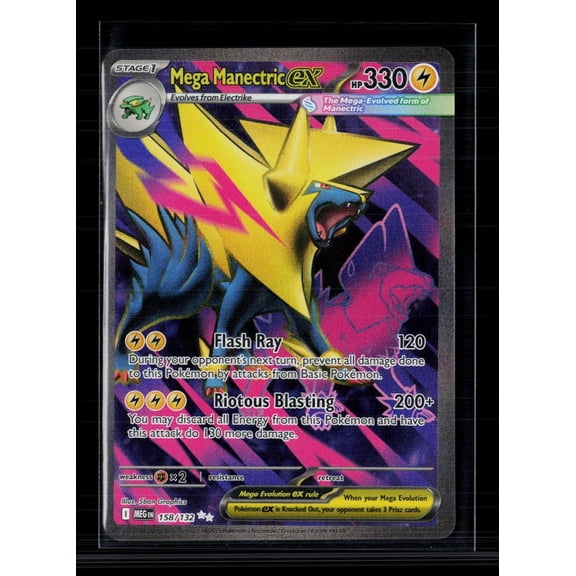 2025 Mega Evolution Pokemon Mega Manectric EX Secret Rare Holo #158/132 Lightly Played English Trading Card