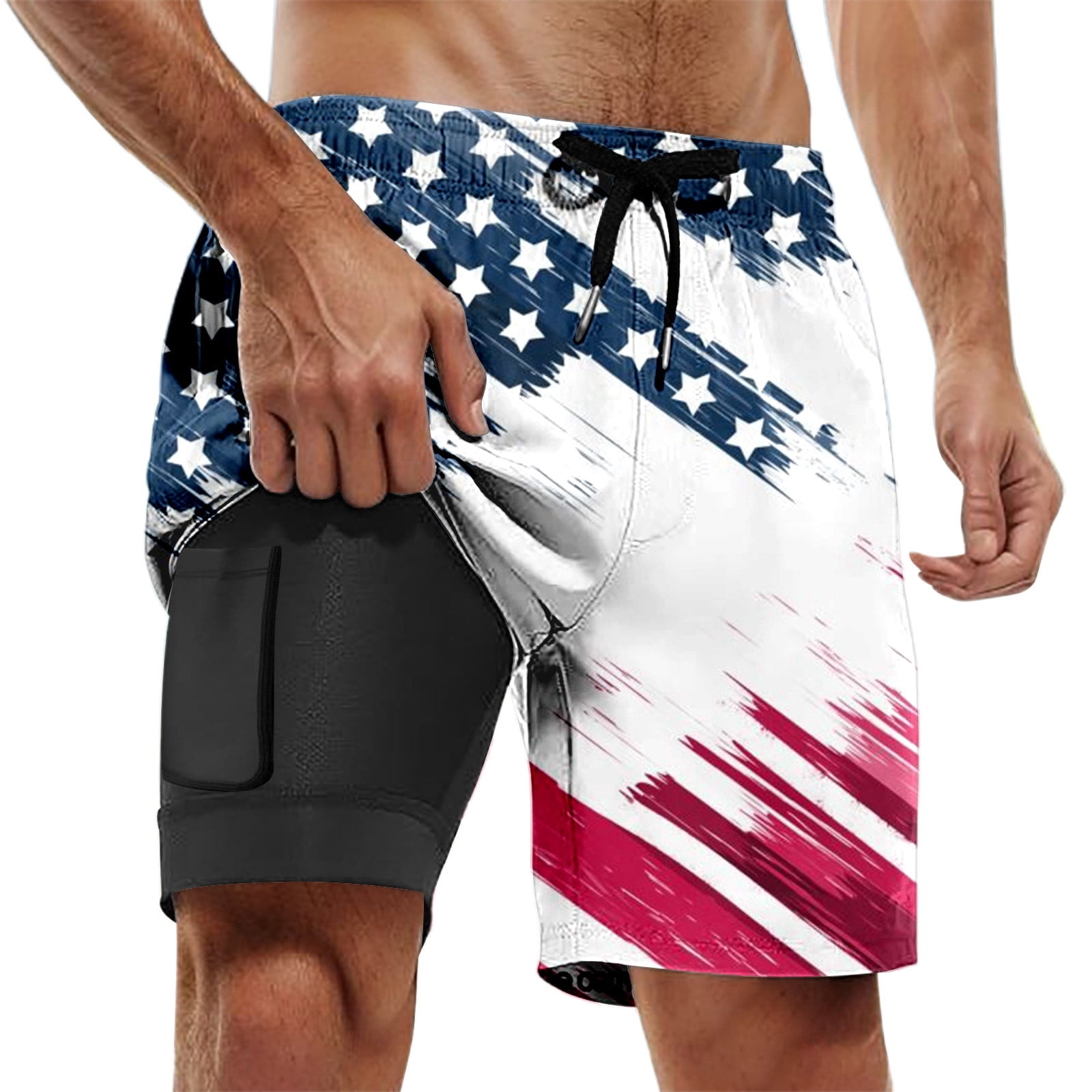 2025 Men Swim Trunks with I Fit Shorts Men Compresssion Liner inseam ...