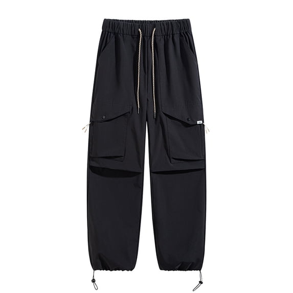2025 Men's Casual Straight Leg Japanese Workwear Trousers With Multiple Pockets Loose Fit Plus Size Comfortable Daily Wear Pants Loose Fit Straight Legs Beach Trousers