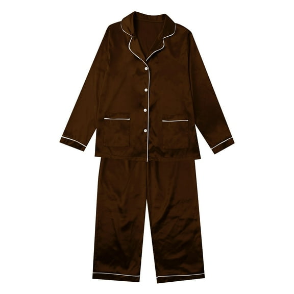 2025 Men’s Family Matching Pajamas Silk Satin Long Sleeve 2-Piece Sleepwear Set