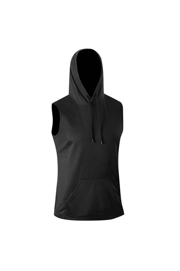 2025 Men's Hooded Sleeveless Vest - Mesh Design, Breathable, Loose Fit for Muscle Training & Fitness