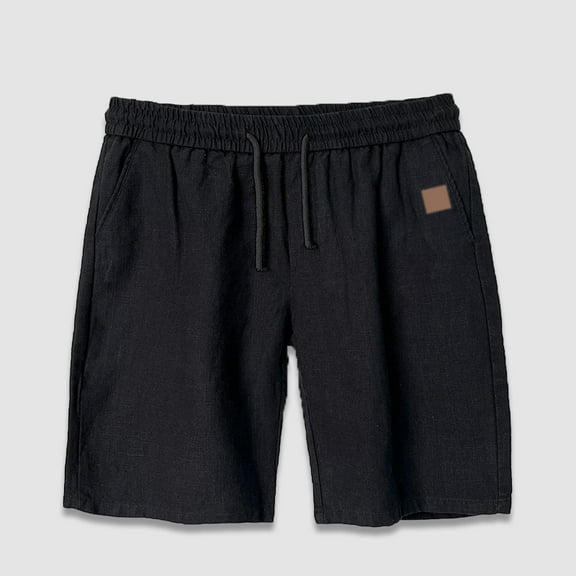 2025 Men’s Linen Blend Shorts Striped Elastic Waist Drawstring 7 Inch Inseam Beach Shorts with Pockets