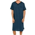 thumbnail image 1 of 2025 Men's Nightshirt Nightgown Short Sleeve V Neck Sleepshirt Pajama Shirt Summer Comfy Big & Tall Sleep Gowns, 1 of 5