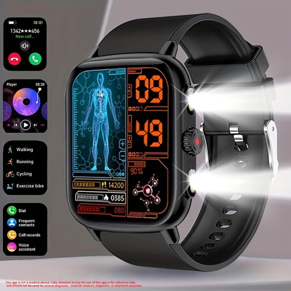 2025 Men's Outdoor Tactical Smartwatch | 1.91" HD Display | Dual LED Flashlight | 100+ Sports Modes | Wireless Calling | Motion Trajectory | iOS & Android