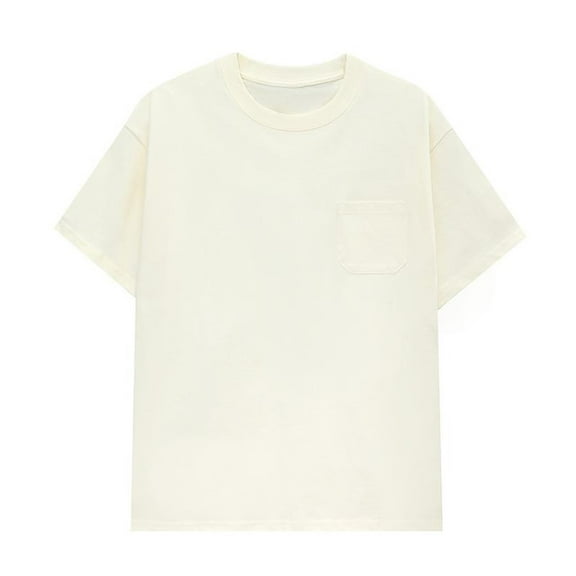 2025 Men's Pocket T-Shirt with Cloth Patch Bag, Short Sleeve, Round Neck, Solid Color, Ideal for Party, Comfortable