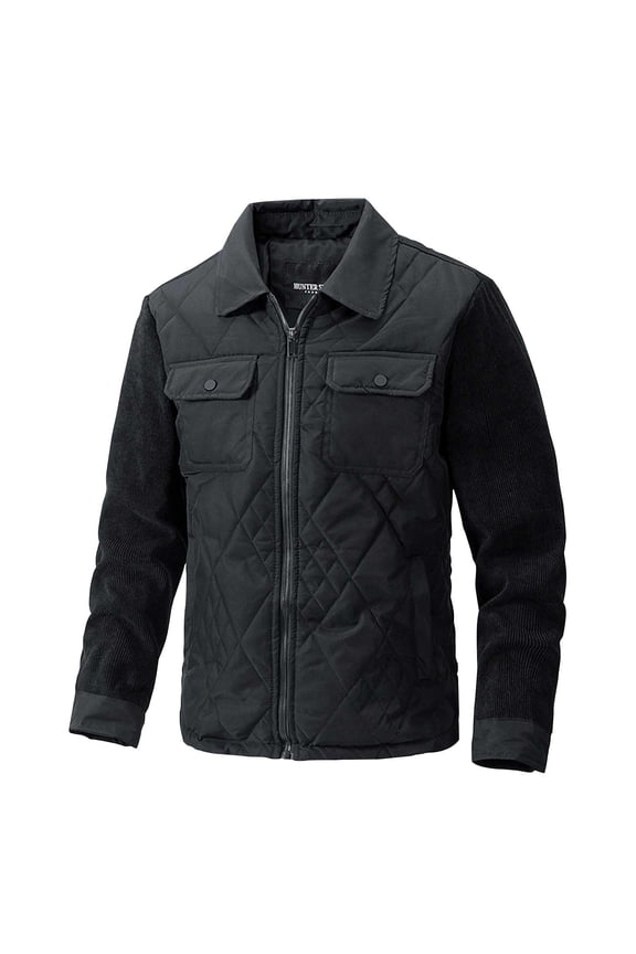 2025 Men's Quilted Shirt Jackets Casual Long Sleeve Snap Diamond Quilted Puffer Shirt Jacket With Pockets Trendy