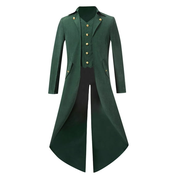 2025 Men's Steampunk Vintage Tailcoat Jacket Gothic Victorian Coat Uniform Halloween Medieval Renaissance Top