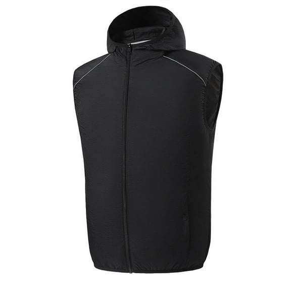 2025 Men's UPF50  Dual Fan Cooling Vest – Lightweight Sleeveless Hoodie for Cycling/Running/Hiking, 3-Speed USB-Charged Ventilation & Detachable Sun Hood