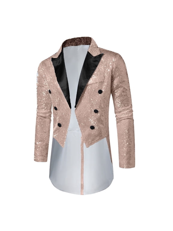 2025 Mens Sequins Tailcoat Jacket Victorian Steampunk Swallowtail Costumes Gothic Victorian Frock Party Show Tux Blazer Coat Beige S