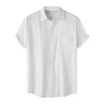thumbnail image 1 of 2025 Mens Short Sleeve Button Down Shirts Lightweight Cotton Solid Color Shirt Summer Beach Casual Shirts White XXL, 1 of 9