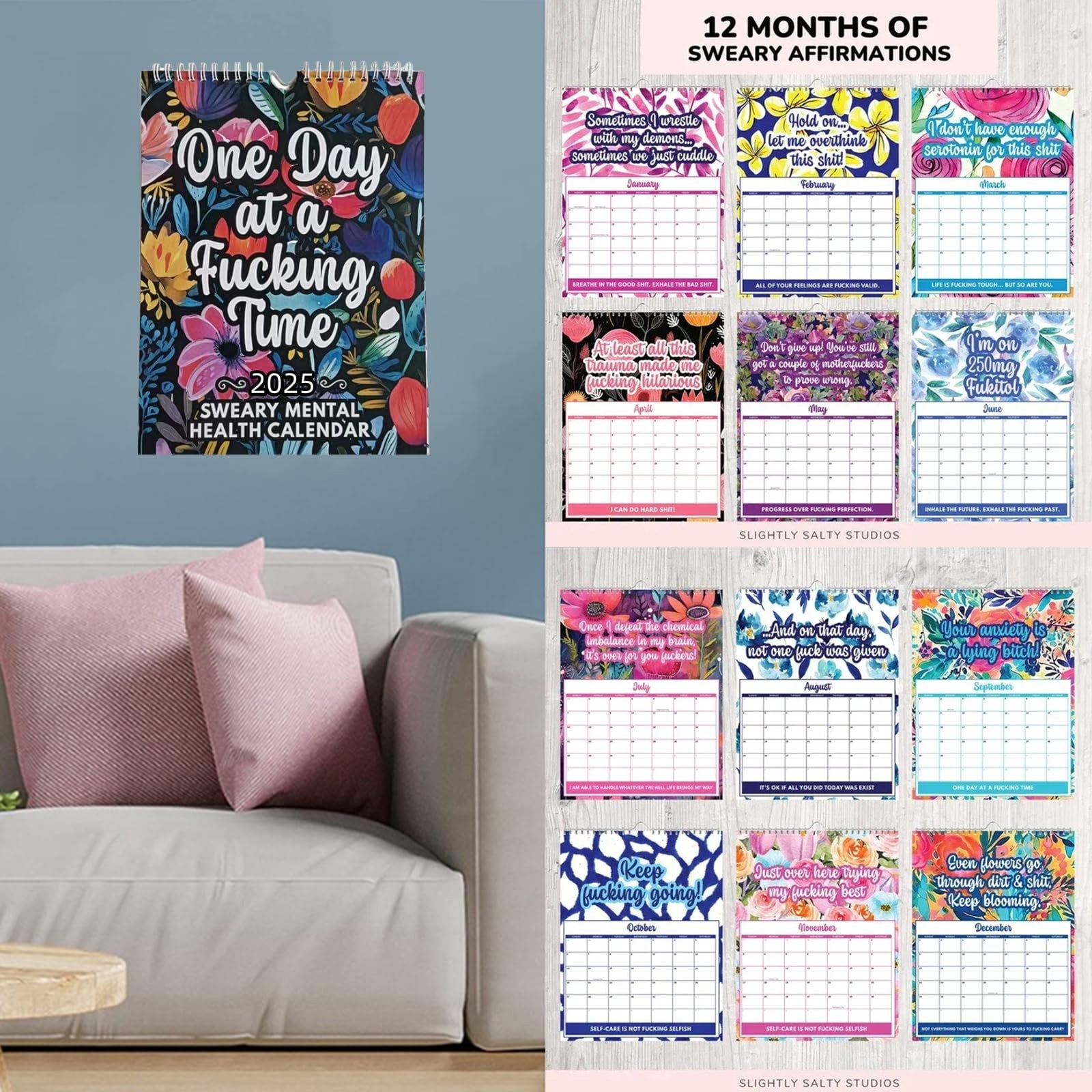 2025 Mental Health Calendar Funny Calendar 2025 Wall Calendar With