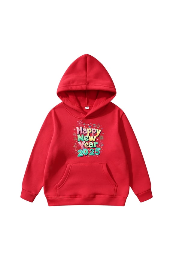 2025 Merry Christmas Cropped Pullover Hoodie for Kids Unisex Long Sleeve Oversized Sweater Shirt Tops Long Sleeve Crewneck Casual Going Out Tops