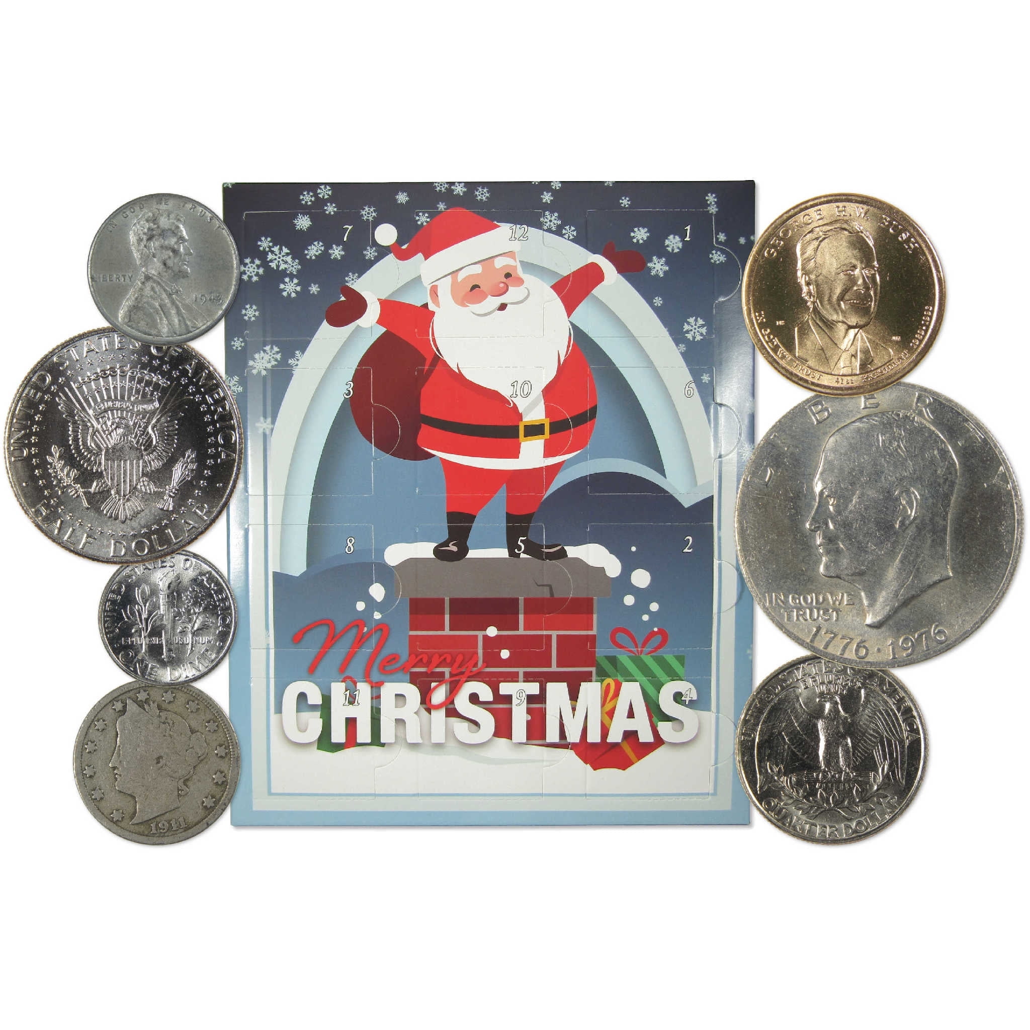 PROFILE COINS & COLLECTIBLES 2025 Merry Christmas Santa Claus 12 Day Advent Calendar