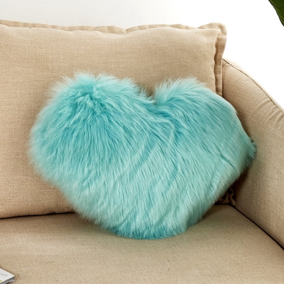 2025 Mew Heart Pillows, Cute Heart Decorative Pillow, Heart Shaped Throw Pillows for Bed, Faux Rabbit Fur Plush Hoom Decor Pillow Cushion for Chair Sofa Living Room