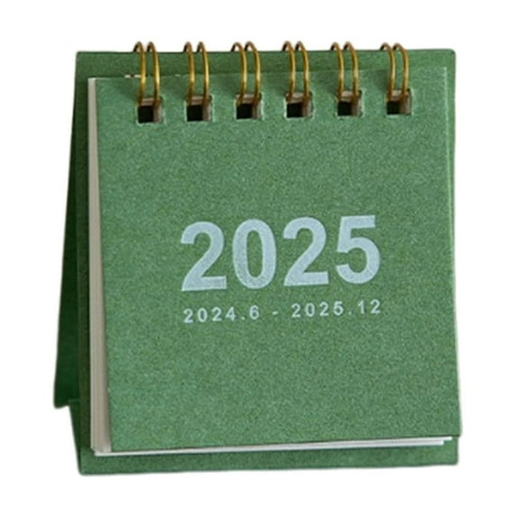 2025 Mini Desk Calendar in Green - Fresh Colored Desktop Accessory for Home and Office