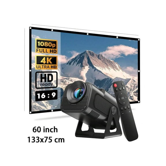 2025 Mini Projector 1080P FHD 4K Support Smart Portable Projector With WiFi And Bluetooth 180° Adjustable Auto Keystone Miracast Airplay TV Stick/USB/PS-5/Laptop, With HD Cable