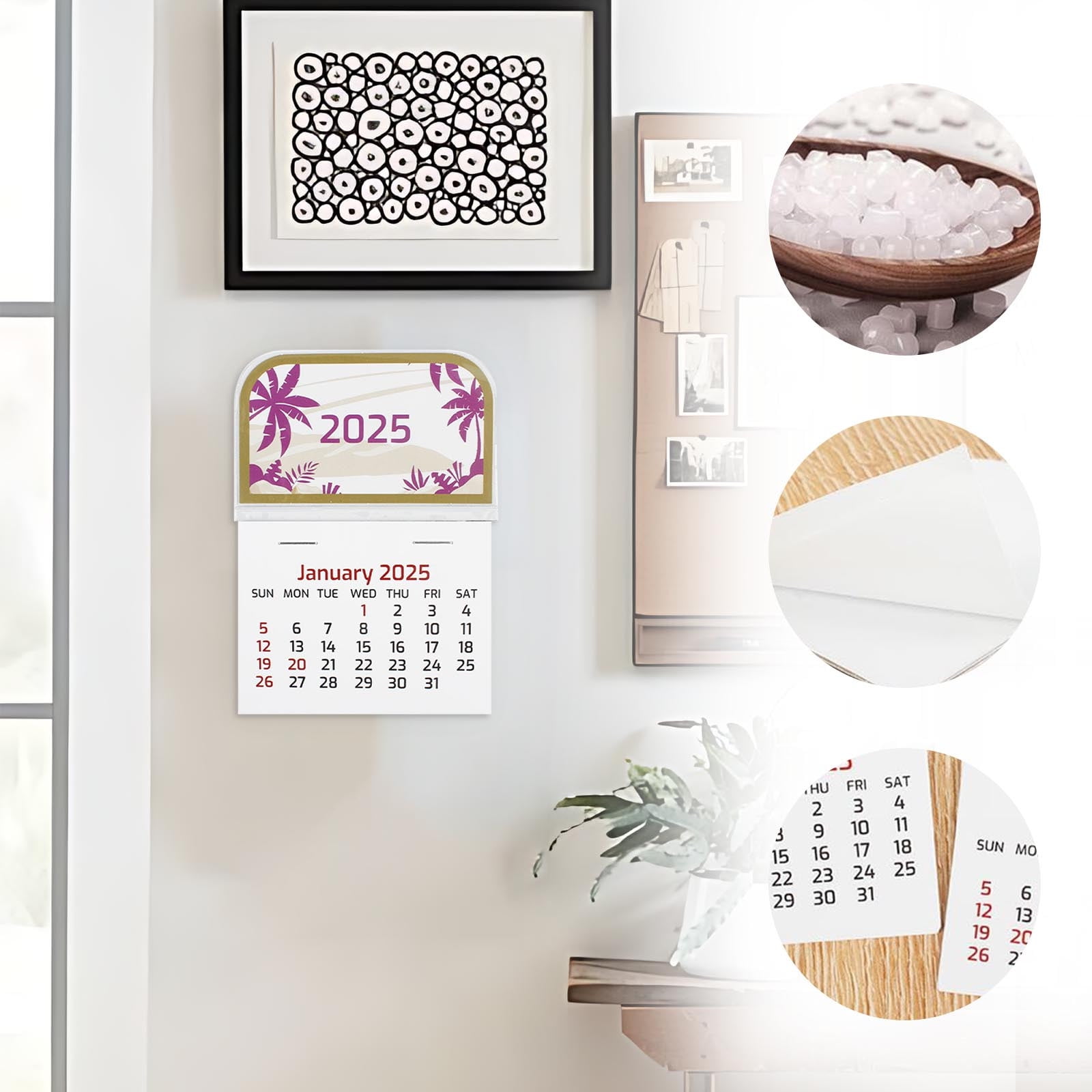 2025 Mini Stick on Calendar, Adhesive Car Calendar Small Wall Calendar