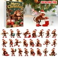 thumbnail image 1 of 2025 Monkey Advent Calendar Christmas Countdown with 24 2D Acrylic Monkey Ornaments, Monkey Themed Hanging Decorations for Xmas Tree Decor Holiday Party, 1 of 9
