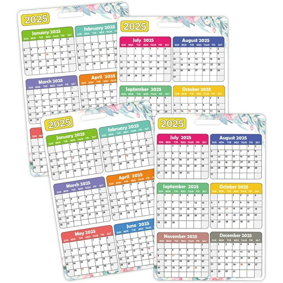 2025 Monthly Calendar Badge Card 3.3x2.2 inch Mini Schedule Calendar Card for Notebook Daily Journal Supplies 4 Pack