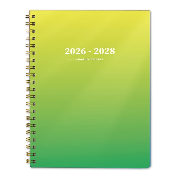 2026-2028 Monthly Planner, 8.5x11": 24 Months (July. 2026 - June. 2028), Large Daily Blocks, Green