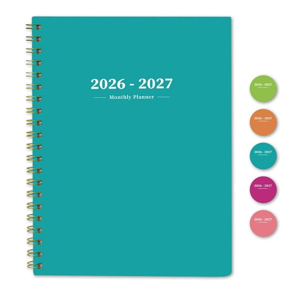 2026-2027 Monthly Planner, 8.5x11": 24 Months (JAN. 2026 - DEC. 2027), Large Daily Blocks, Turquoise
