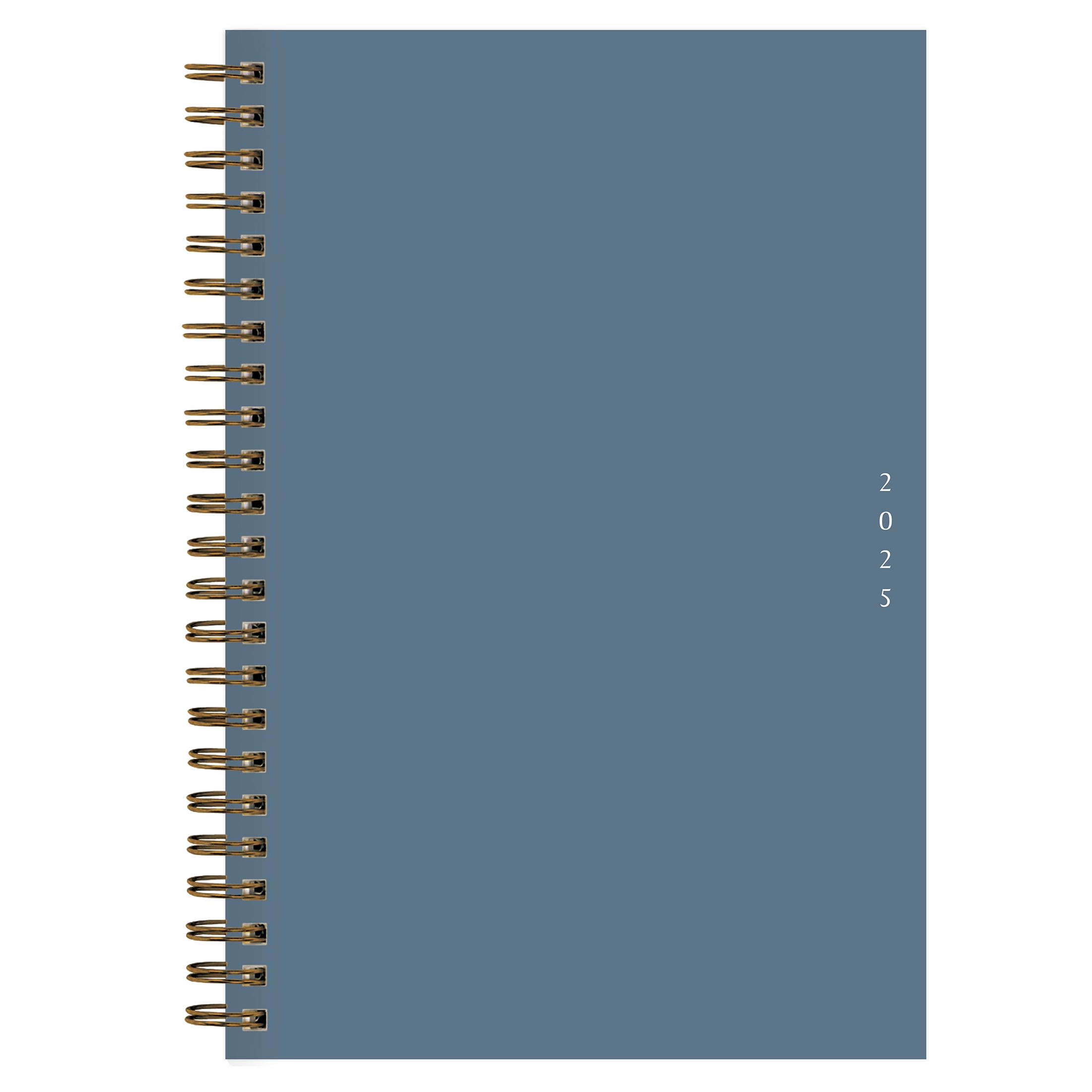 2025 Weekly Monthly Planner, 5x8, Blue Sky Green Earth, Solid Navy