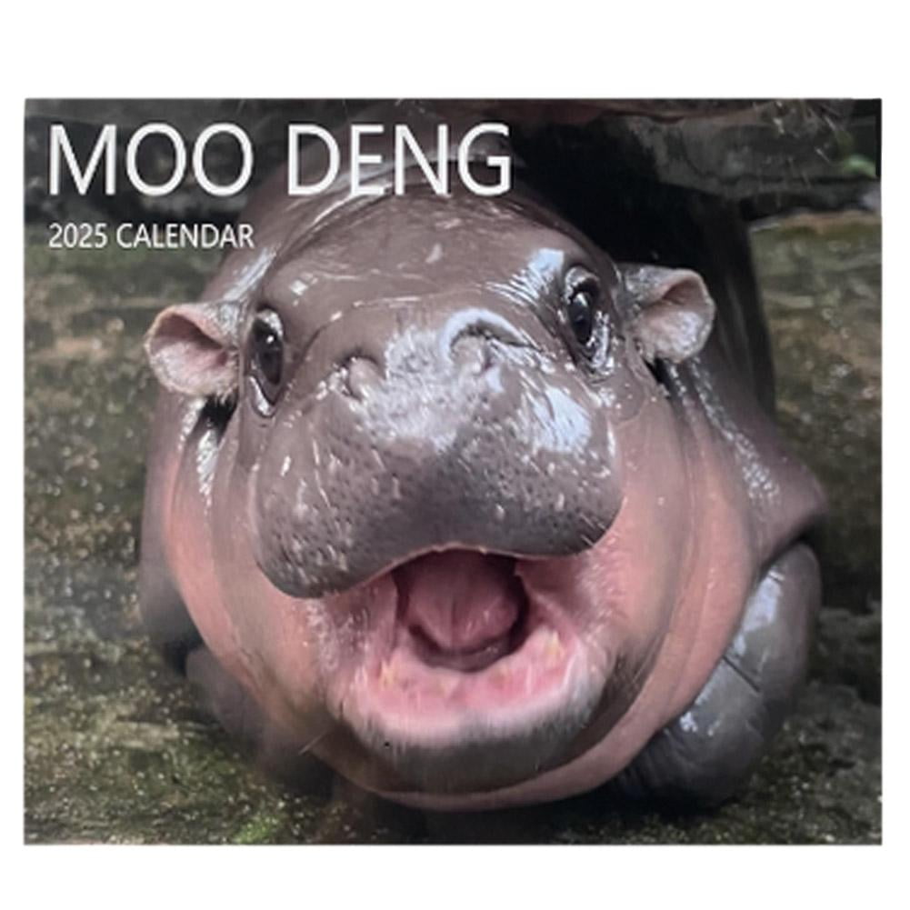 2025 Moo Deng Calendar, 2025 Moo Deng Pygmy Hippo Monthly Wall Calendar ...