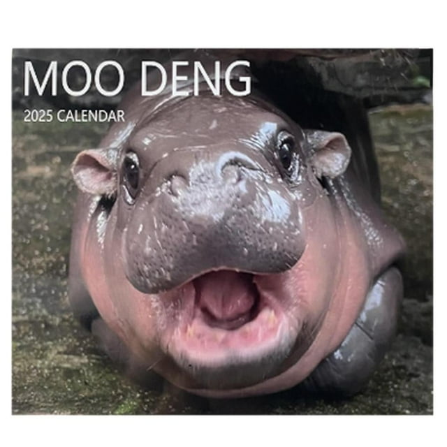 2025 Moo Deng Calendar, 2025 Moo Deng Pygmy Hippo Monthly Wall Calendar