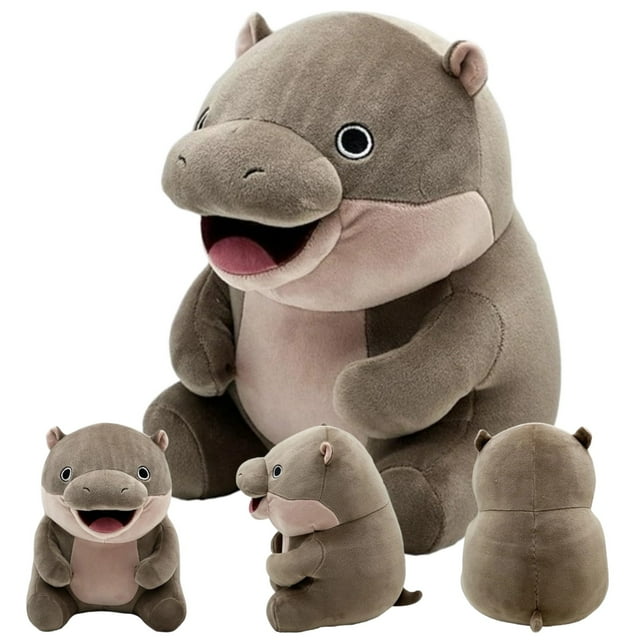 2025 Moo Deng Hippo Plush, 16.5" Cute Hippo Plushie Toy for Fans Gift