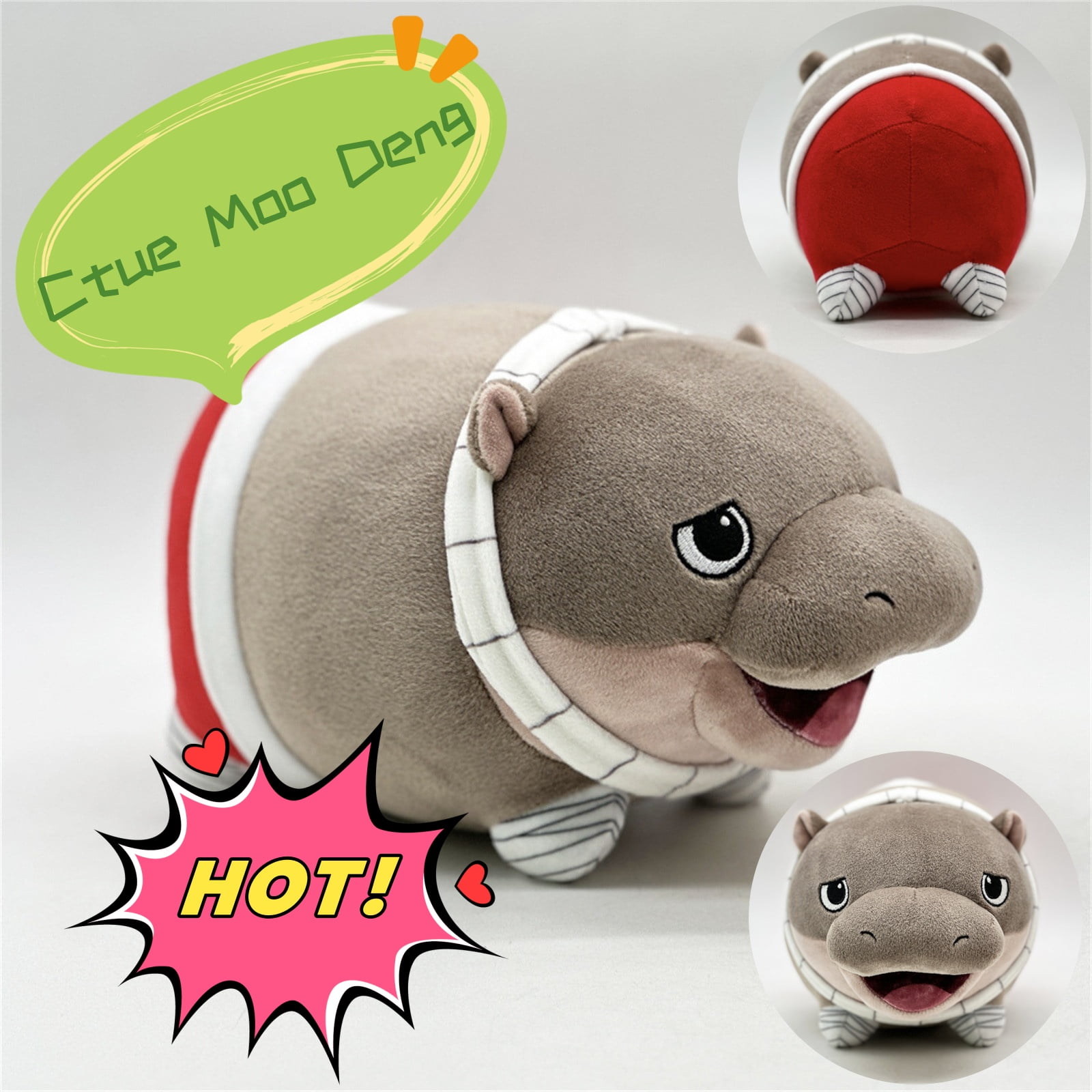 2025 Moo Deng Hippo Plush Bag Toys, Inches Moo Deng Stuffed Animals