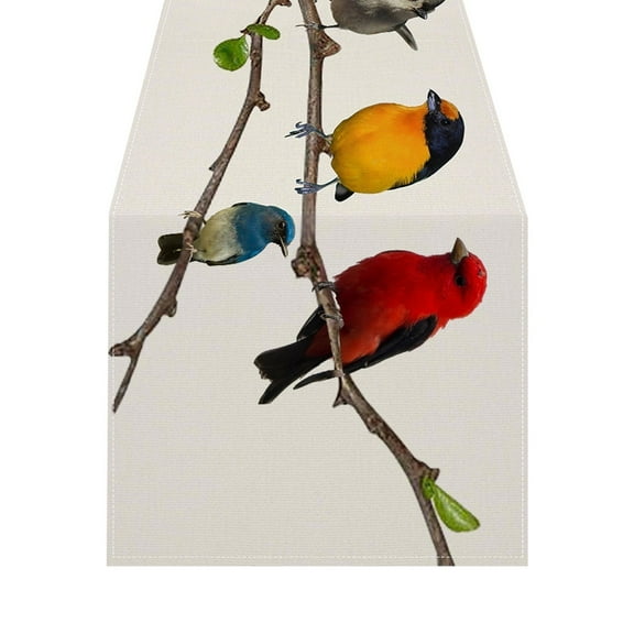 2025 Multicolor Bird Table Runner 60 X 14 Inch Kitchen Dining Party Washable Fabric Tablecloth For Wedding Tea Party Home Decoration Home Decor
