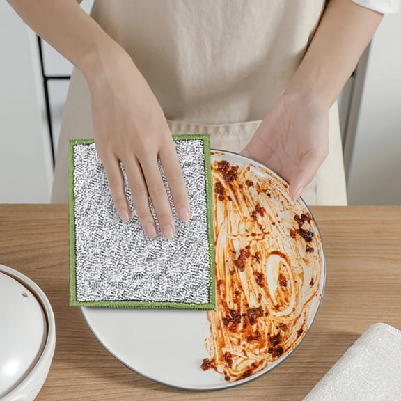2025 Multipurpose Wire Dishwashing Rags For Wet And Dry Reusable Metal Scrubbing Pads Sponge Cloths Non Scratch Wire Dishcloth For Cleaning Kitchen Dishes 5 Pcs 5PCS, 4.72*6.3 inch, Green