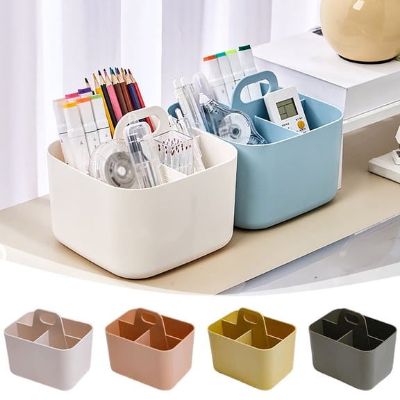 2025 Multiuse Desk Organizer with Handle 3 Compartment Stackable Caddy for Art Craft Supplies and Stationery Storage