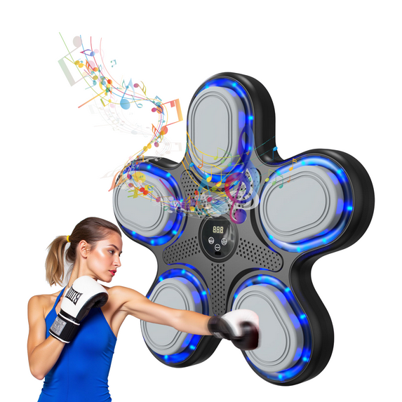 2025 Music Boxing Machine for Adults and Kids, Smart Bluetooth Boxing Training Equipment with Gloves Wall Mounted, Workout Punching Machine for Home,Office and Gym,Black