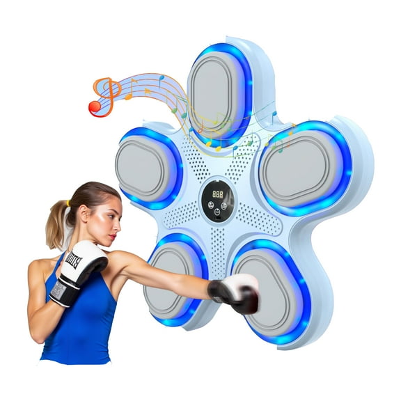 2025 Music Boxing Machine for Adults and Kids, Smart Bluetooth Boxing Training Equipment with Gloves Wall Mounted, Workout Punching Machine for Home,Office and Gym,Blue