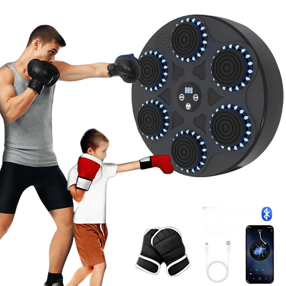 2025 Music Boxing Machine Upgrade - Smart Bluetooth,Two Pairs of Gloves.Multiple Modes.Wall-Mounted for Home/Office/Gym.Ideal for Adults and Kids.Space-Saving,Brings Fun Workouts and Family Fun.