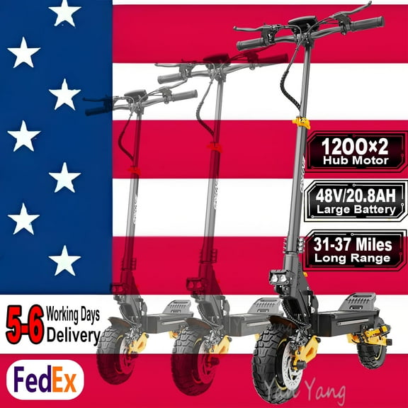 2025 Must-Have Gadget: 1200W Dual Motor Electric Scooter, 38MPH, 38 Miles Range, Foldable